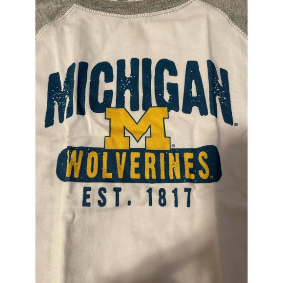Rabbit Skins Michigan wolverines baseball tee white gray logo long sleeve 3T - Picture 3 of 7